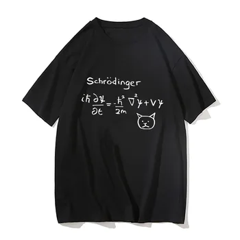 Тениски Schrodinger's Cat Quantum Mechanics, Мъжки Тениски, Formula Handsome от 100% Памук, Модни Тениски с кръгло деколте в стил Манга/Комикс Four Seasons