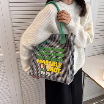Чанти за пазаруване Снупи Boys girls, новост 2022, есенно-зимна модна чанта-тоут, чанта през рамо с писмото принтом, чанта за съхранение чанти